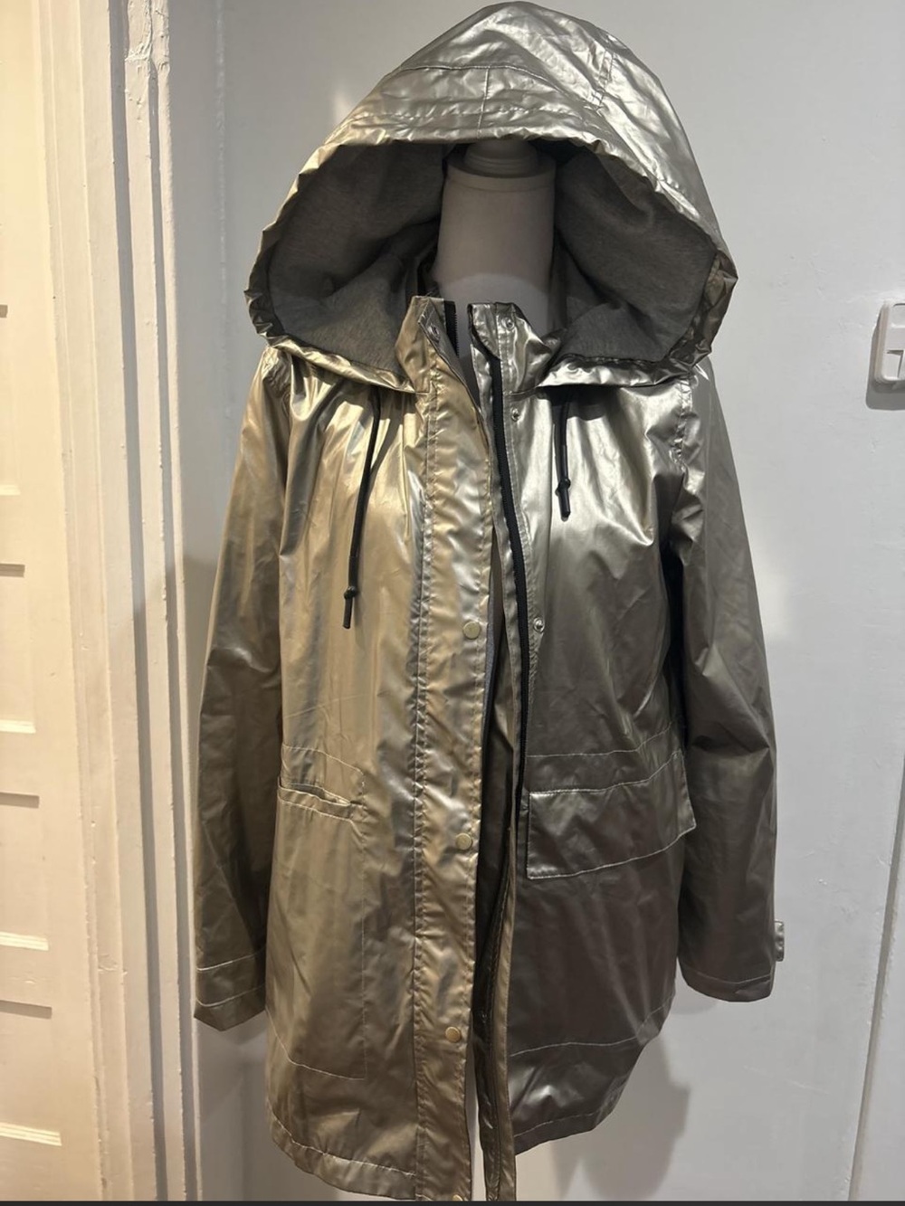 Zara TRF Shiny Silver Hooded Jacket